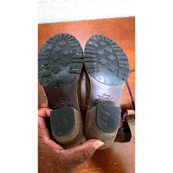 Woolrich Women's Y2k 80sBrown Suede Gladiator Block Heel Sandals Lace-Up & Zippe - Picture 7 of 9